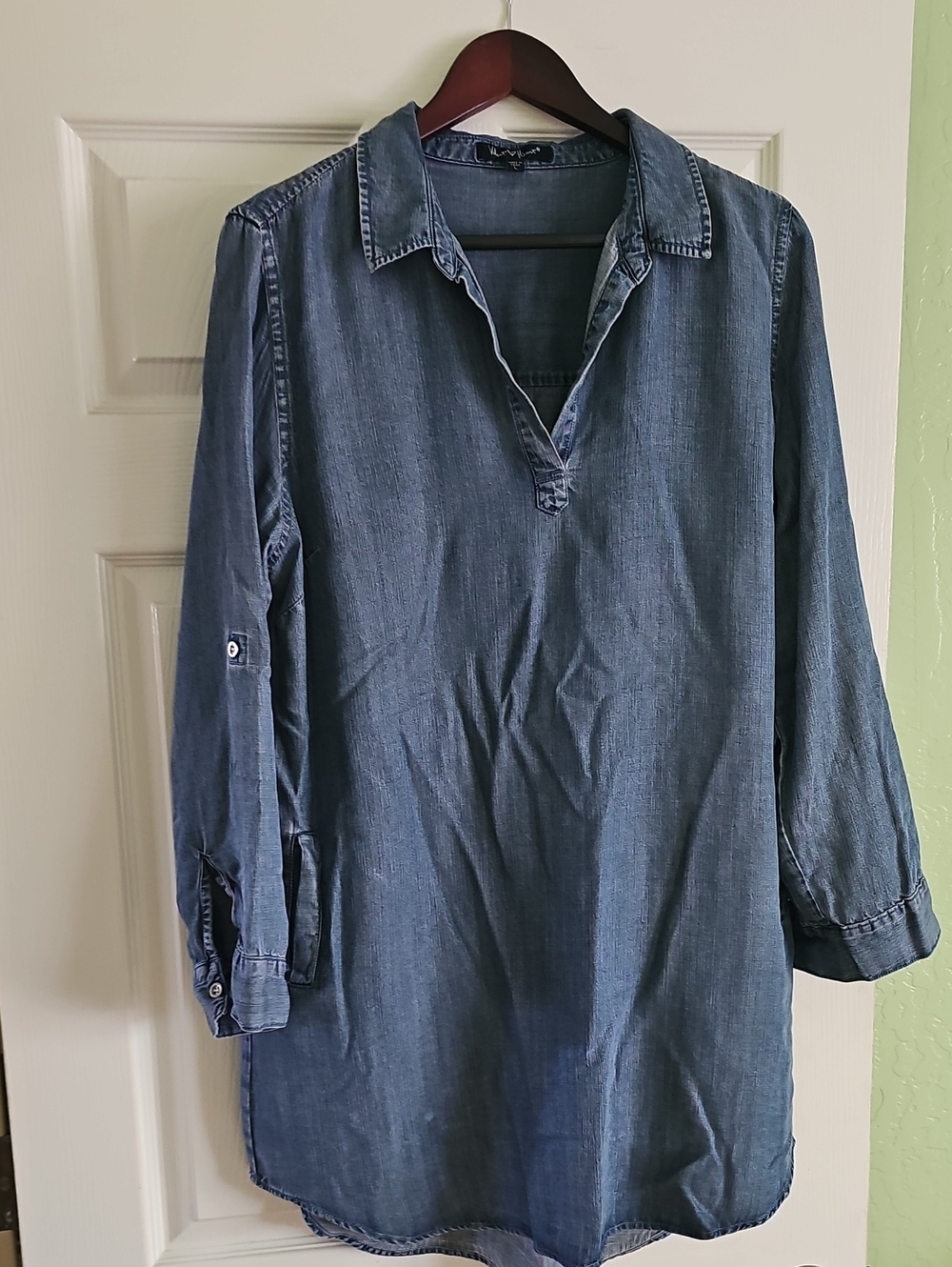 Women's Denim Tunic Shirt Jacket - Blue